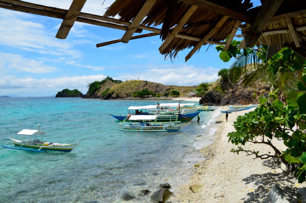 Traditional bangka boats on the shore of Sambawan Island, Biliran, Philippines.